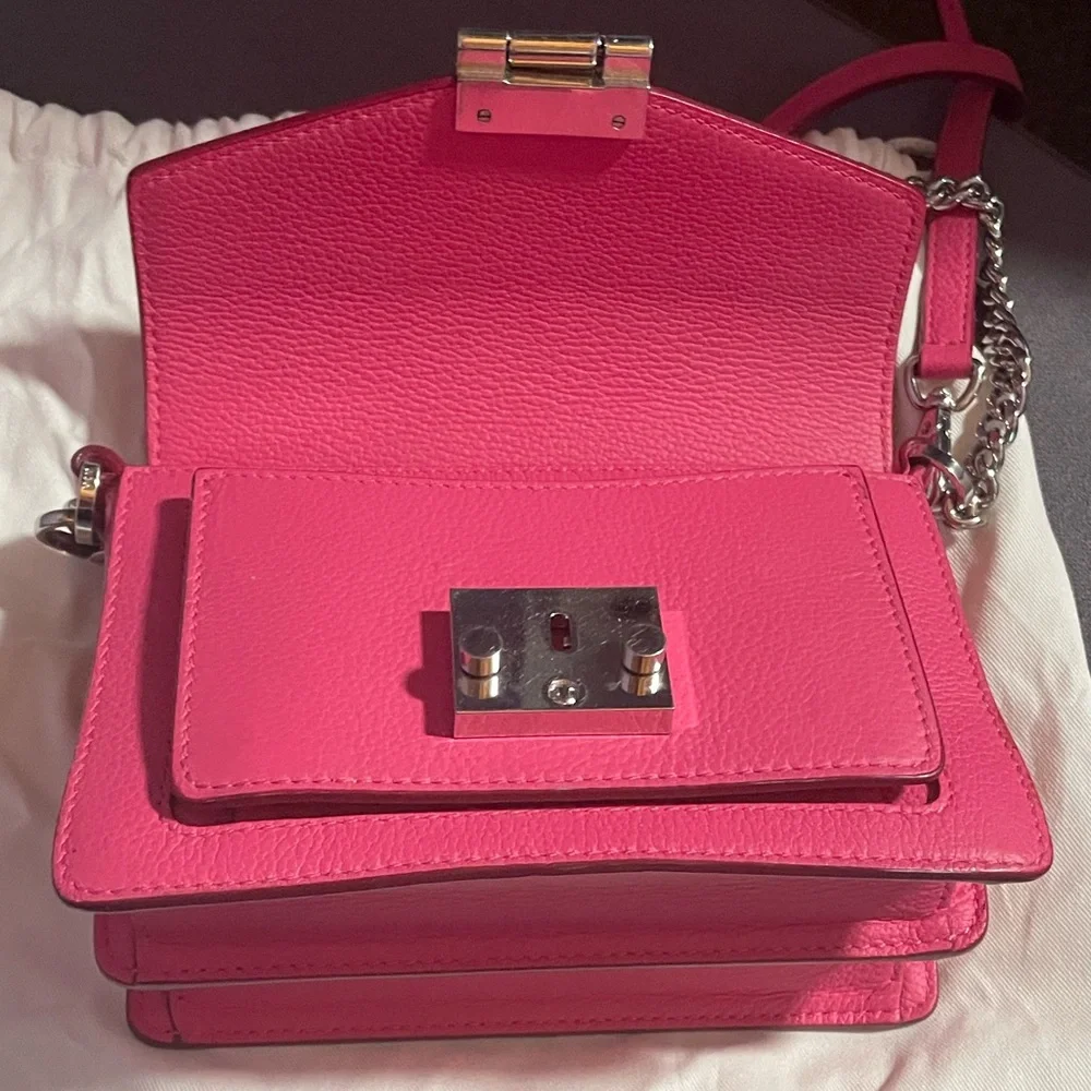 MCM Calfskin Patricia Crossbody Bag Silver Chain Sugar Pink! Limited Edition! - Picture 12 of 15
